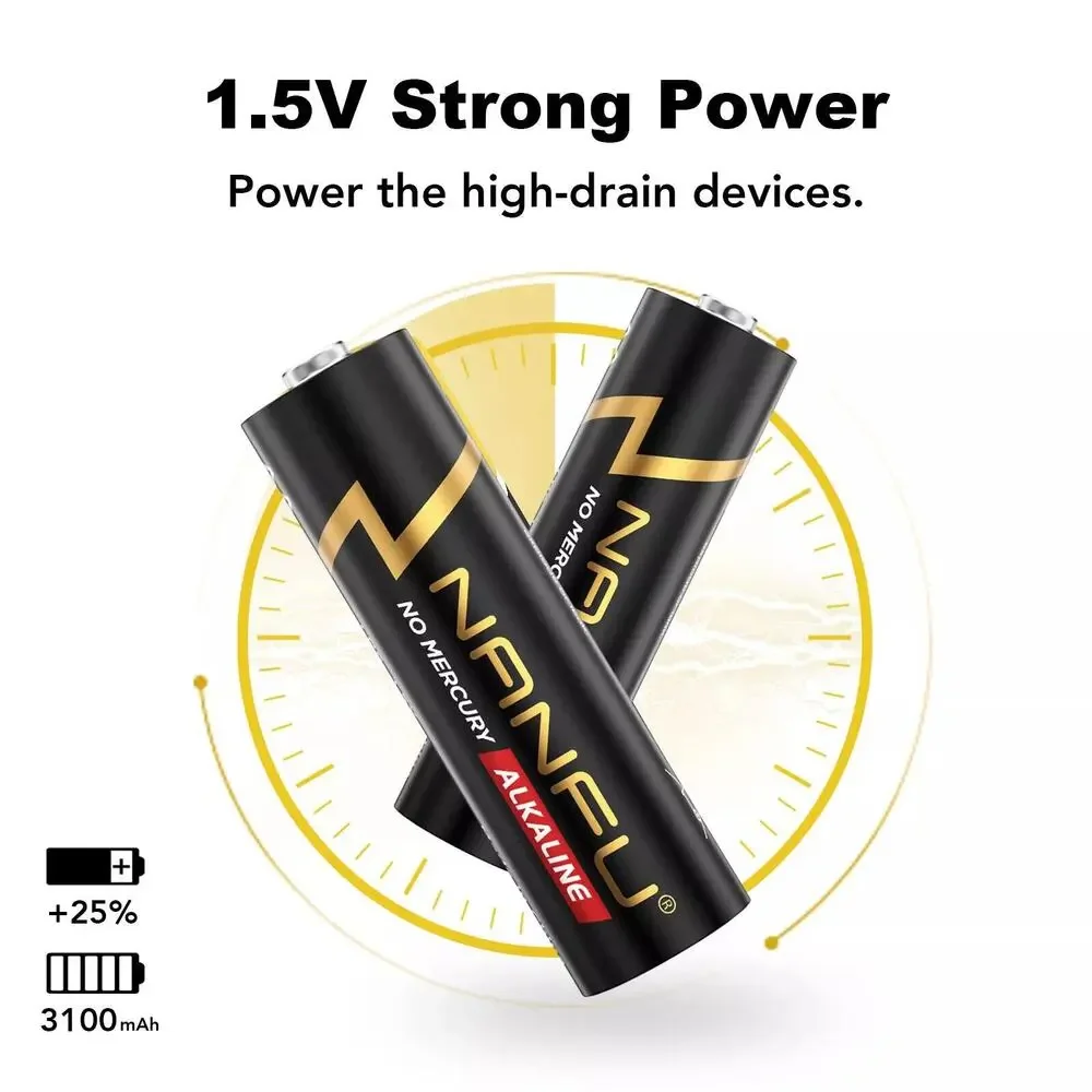 NANFU AA 96 PC Alkaline Batteries • 1.5V • 10 Year Shelf-life • Non-Rechargeable